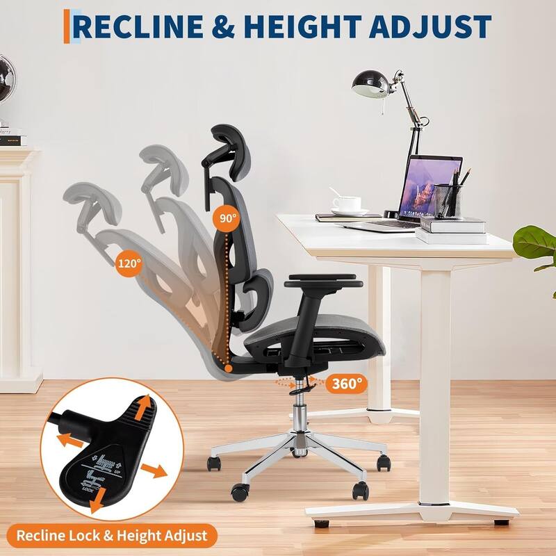 Ergonomic Adjustable Mesh Office Computer Chair for Work, Study, Gaming
