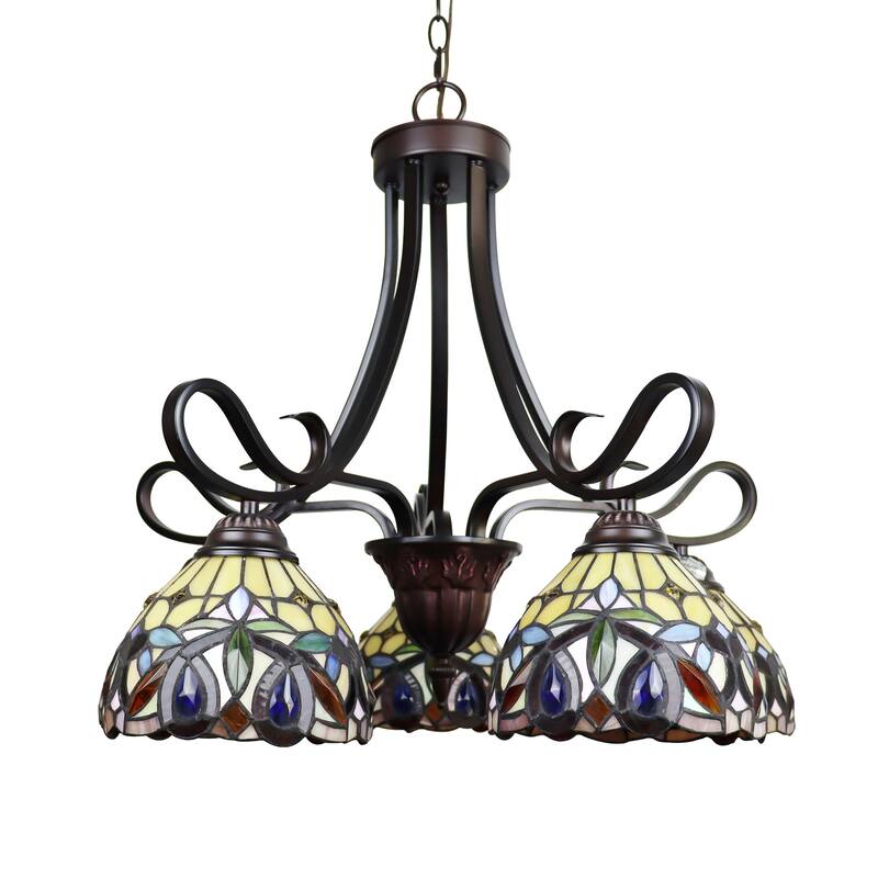 Tiffany-Style Victorian Design 5-light Dark Bronze Chandelier