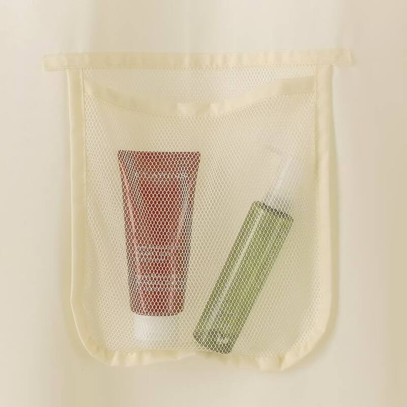 Mesh Pocket Water Repellent Shower Curtain