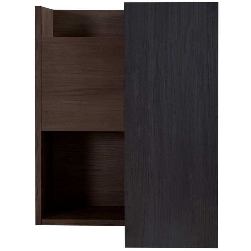 Retractable Corner Bookcase Set of 2 Wood Storage Cabinet, Buffet Sideboard w/ Drawer for Living Room, Entryway, Kitchen, Office