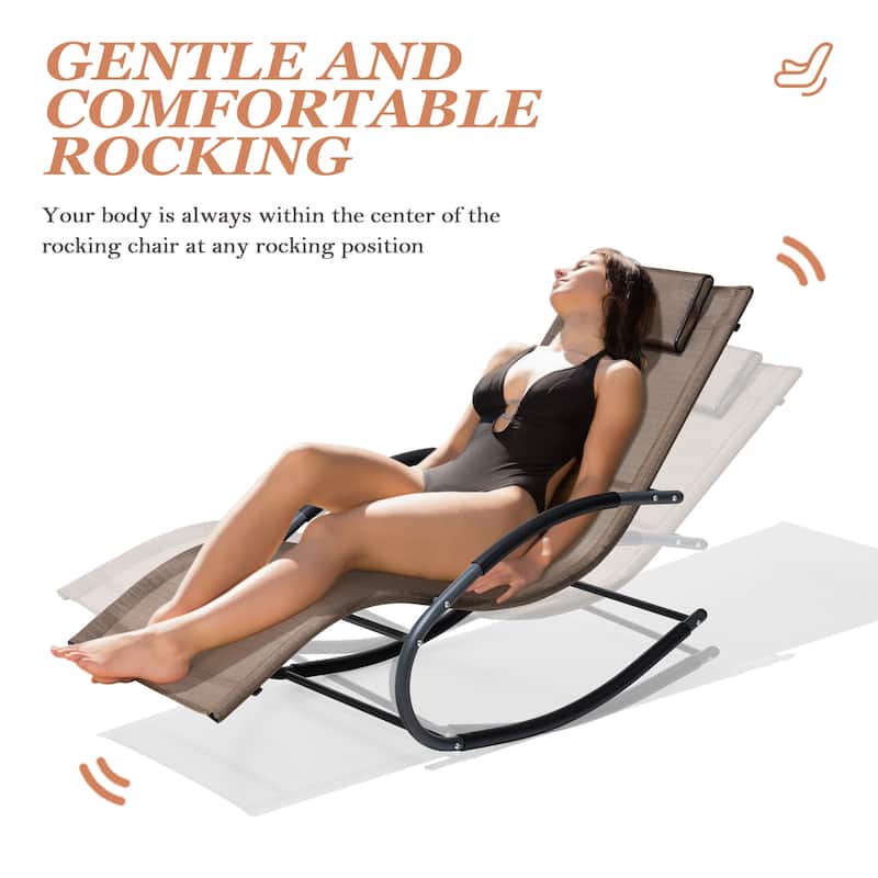 Outdoor Patio Rocking Chairs Curved Rocker Chaise Lounge Chairs (Set of 2) - 57.87" L x 24.70" W x 35.43" H
