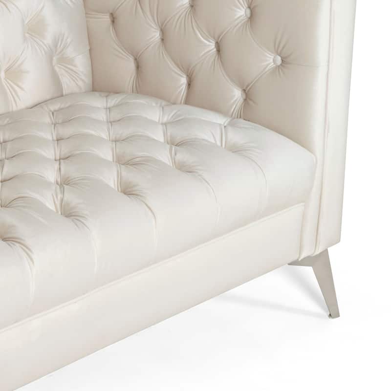 Galvin Tufted Velvet 3-seat Sofa by Christopher Knight Home - 88.00" W x 32.00" L x 30.00" H