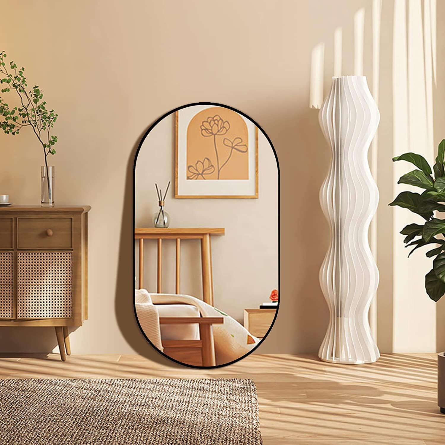 GDFStudio - Forma Soft Contour Oval Metal Bathroom Vanity Wall Mirror with Elegant Silhouette & Easy Wall Mount