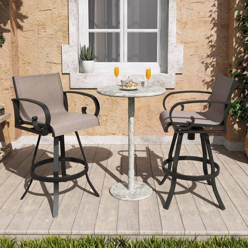 Outdoor Indoor Aluminum Patio Swivel Bar Stools Dining Chairs Sunbrella Textilene Fabric