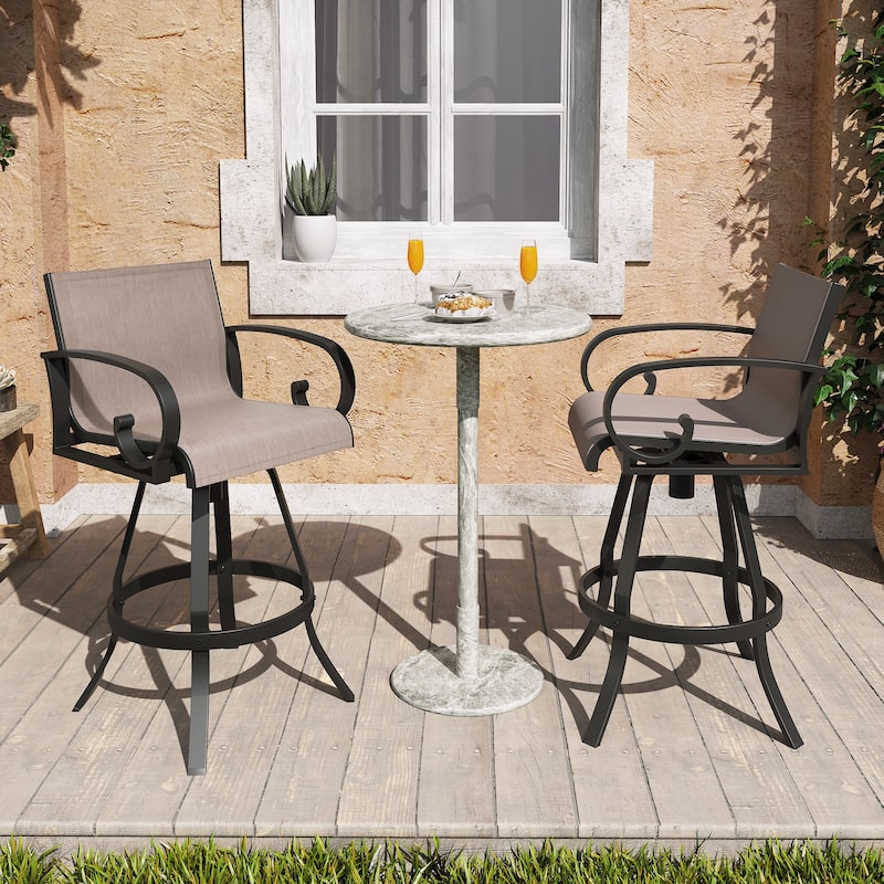 VredHom Outdoor Patio Bar Stools Swivel Bar Chair Sunbrella Textilene Sling - 20.1 in W x 44.3 in H
