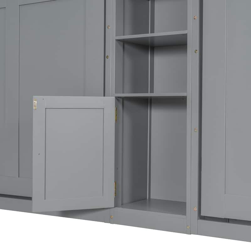 Roomfitters Twin Wall Murphy Bed System with Center Storage Shelves, Convertible Fold Down Sleeper Cabinet
