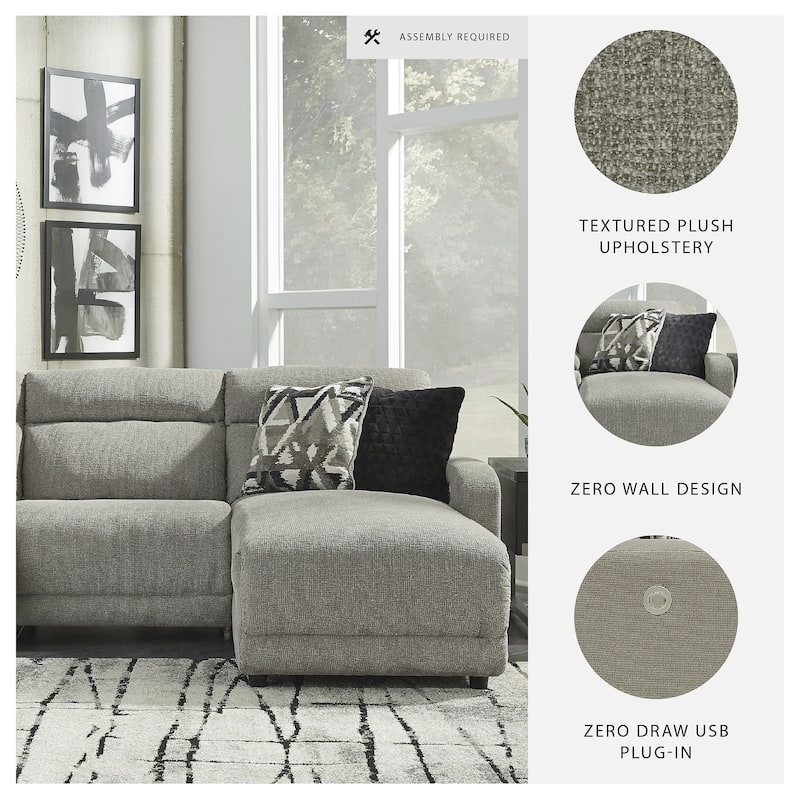 Signature Design by Ashley Colleyville Gray 3-Piece Power Reclining Sectional with Chaise - 104"W x 65"D x 39"H