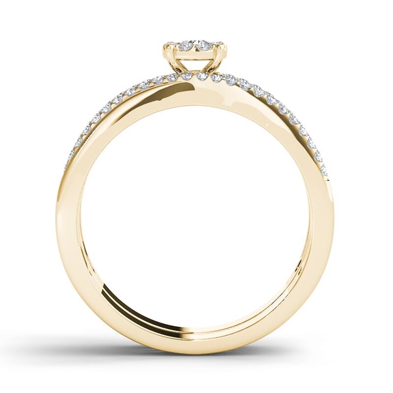 1/4ct TDW Diamond Cluster Bridal Set in 10K Gold for Women