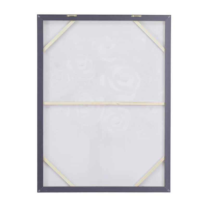 Canvas Floral Bouquet Framed Wall Art with Silver Frame - White - Roche River Decor
