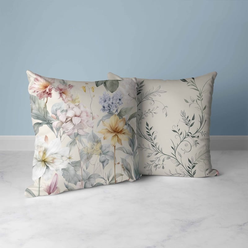 Wildflower Whimsy Faux Suede Reversible Throw Pillow Pink and Silver