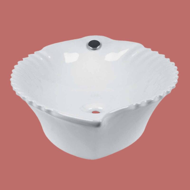 Bathroom Vessel Sink White China Leaf Shape