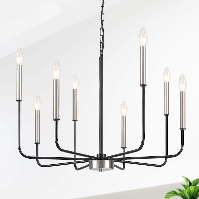 Farmhouse Chandelier, 8-Light Classic Candle Metal Chandelier for Dining Room Living Room Bedroom Kitchen - W26.96"x H34.44"