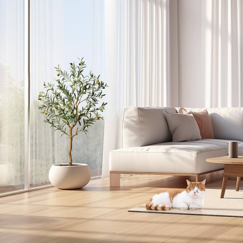1/2pcsArtificial Olive Tree 5/4.25/6FT(60/51/72in) Tall Faux Silk Olive Trees - 4 FT