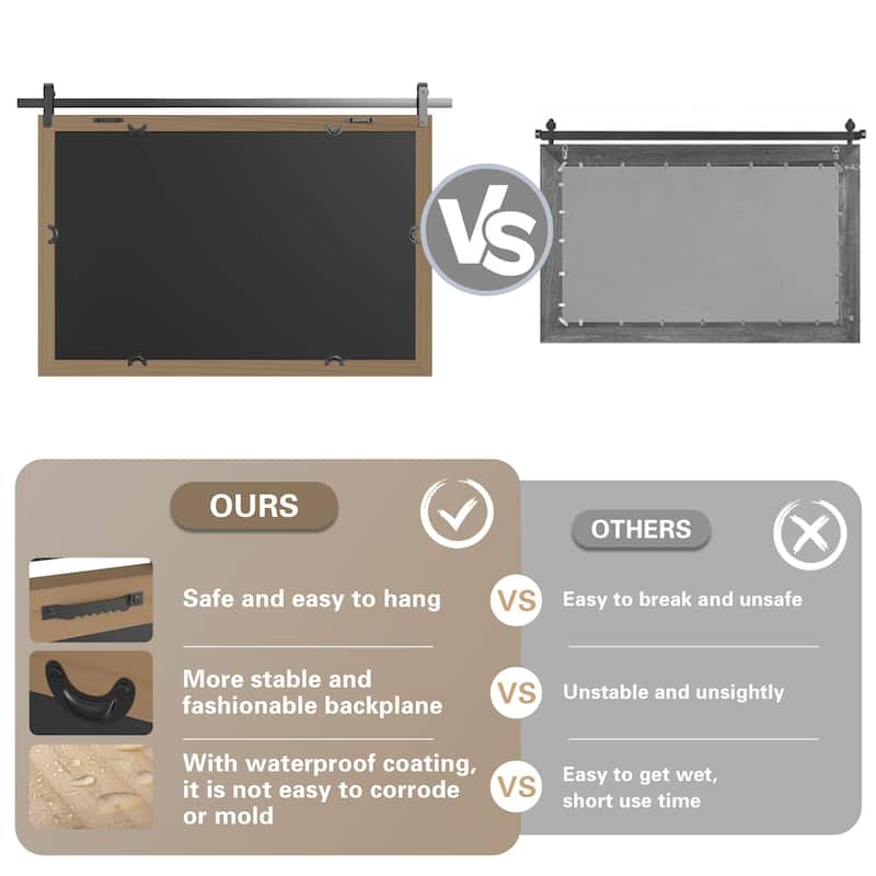 Modern Wall Mirrors, Rectangular Mirror with Wood Framed, Bathroom Mirror Barn Mirror Barn Door Mirror with Multi Size