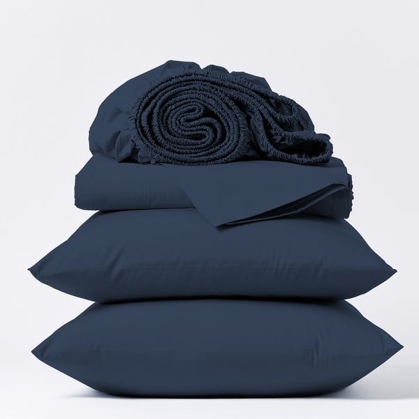 Purity Home 400TC 100% Cotton Long Staple Ultra-soft Percale Sheet Set - Navy - King