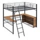 preview thumbnail 31 of 48, Loft Bed with 3 Layers of Shelves & L-Shaped Desk, Metal Loft Bed Frame with Safety Guardrails and Inclined Ladder