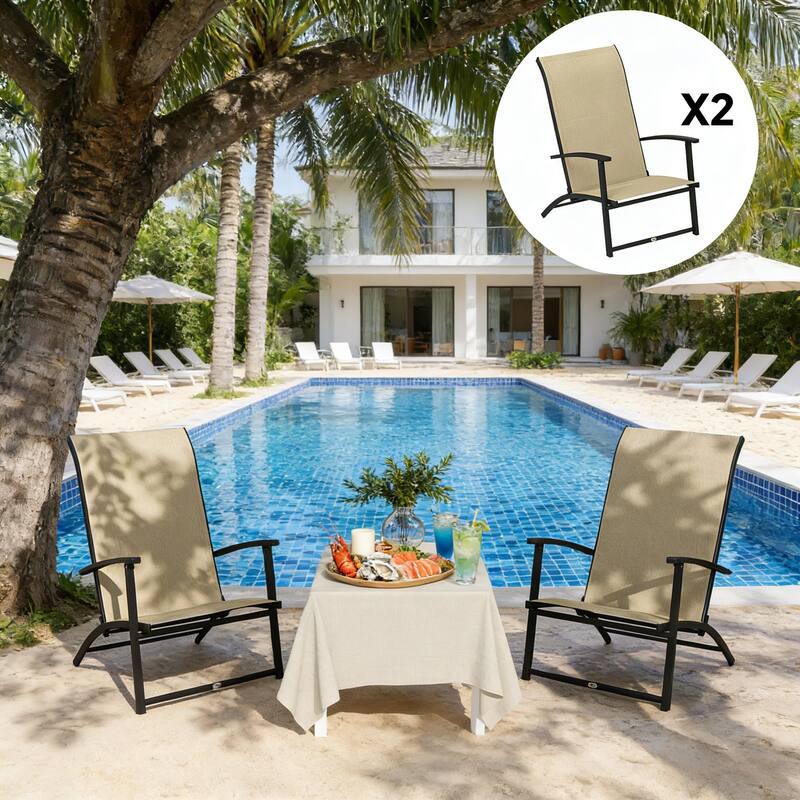 GDFStudio - Petersen High Back Folding Outdoor Dining Chairs Set of 2 - Set of 2