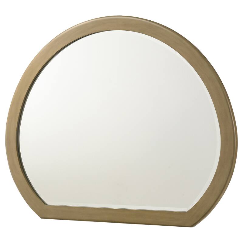 Heon Dresser Mirror, Natural Brown Wood, Subtle Rounded Shape, 38 Inch - Natural Pine Brown