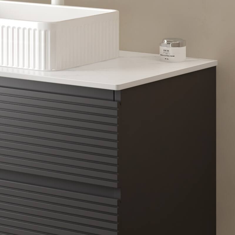 36-inch Wall-Mounted Plywood Bathroom Cabinet, Gray, 2 Drawers, Waterproof, Moisture Resistant, Assembly Required