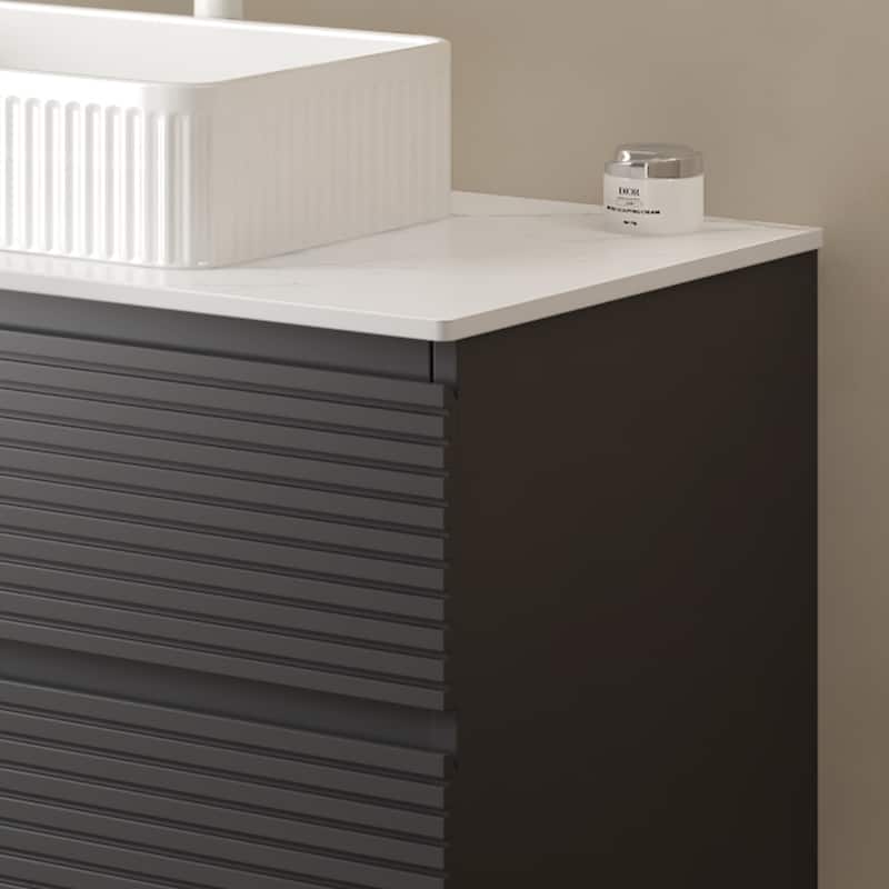 GDFStudio - Vedo Artificial Marble Bathroom Countertop, Carrara White, WITHOUT Sink and Cabinet