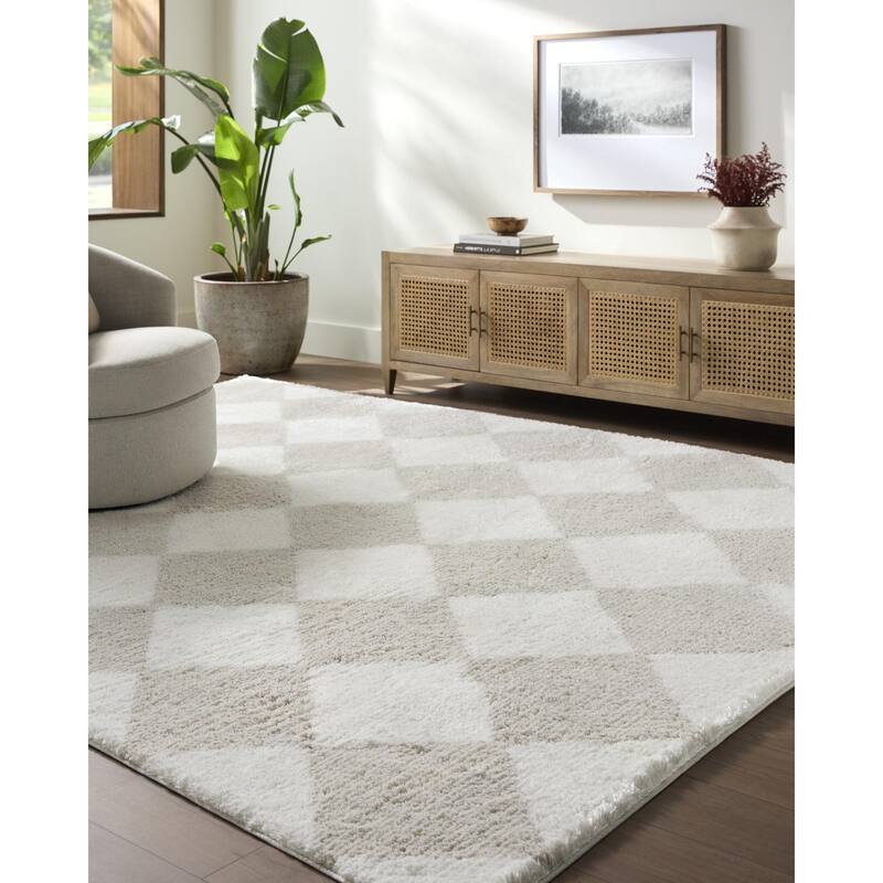 Livabliss Cloudy Shag Modern & Contemporary Area Rug - Light Beige - 5'3" x 7'