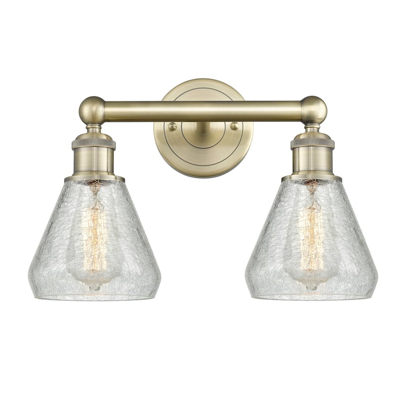 Innovations Lighting 616-2W-13-15 Conesus Vanity Conesus 2 Light 15" - Antique Brass / Clear Crackle