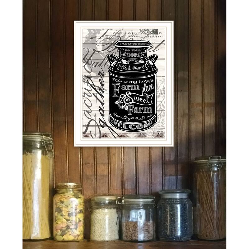 TrendyDecor4U Contemporary "FARM SWEET FARM MILK CAN" Framed Print Wall Art