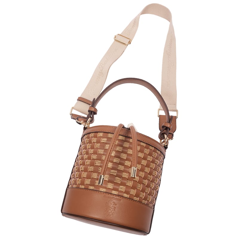 Tommy Bahama Raffia & Woven Drawstring Bucket Bag - Convertible Top Handle & Crossbody