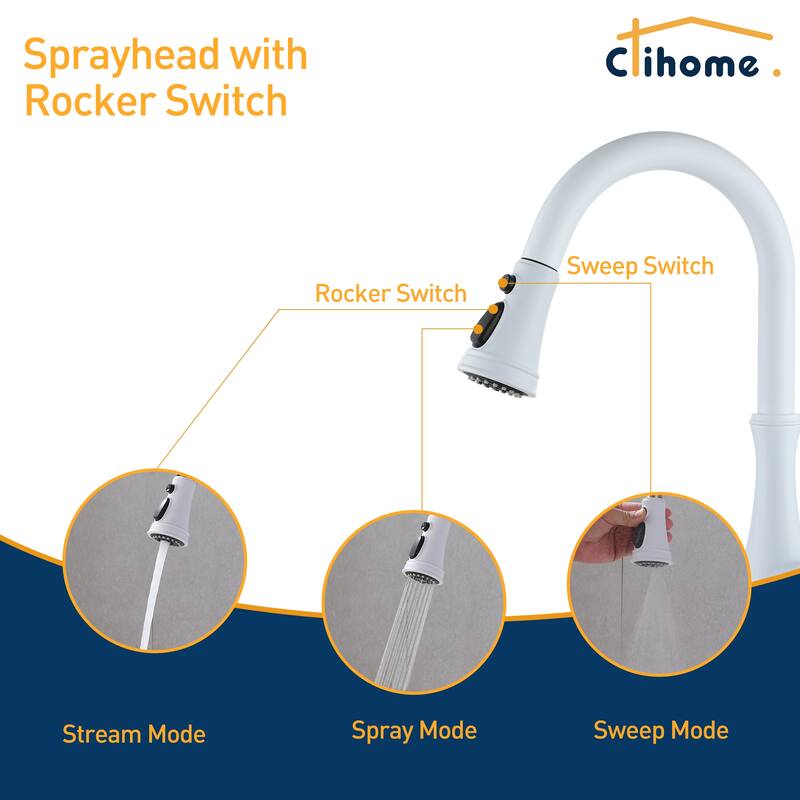 Clihome 3-Function 1 Handle PullDown Sprayer Kitchen Faucet