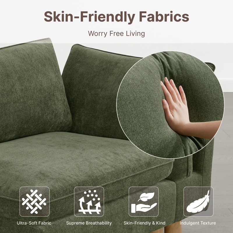 Spruce & Spring Modular Cloud Couch Sofa with Wood Legs for Living Room