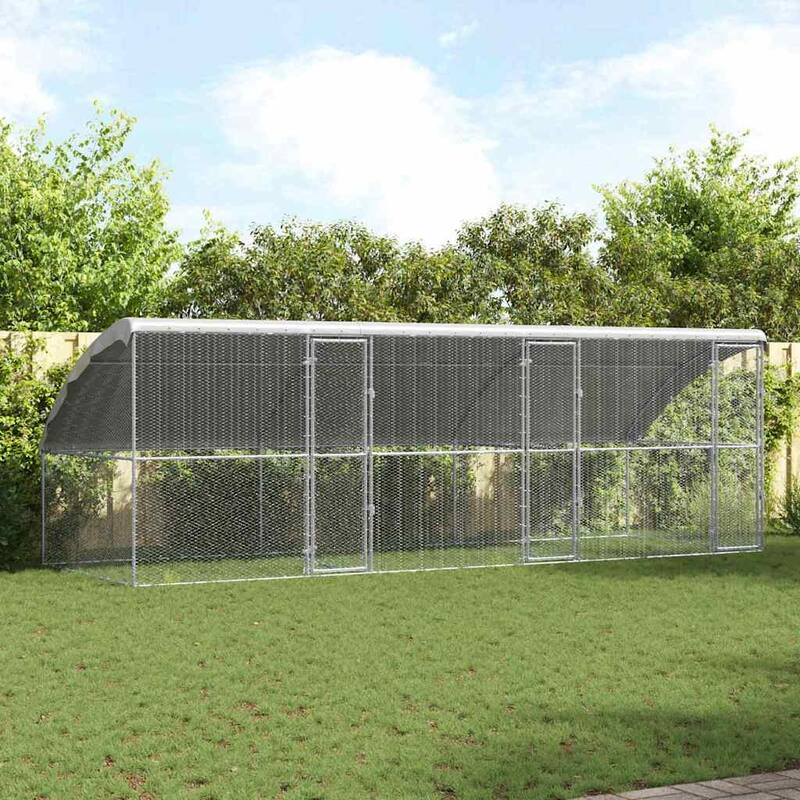vidaXL Chicken Cage Silver 400/600/800 x 200 x 198.5 cm Galvanized steel - 600 x 200 x 198.5 cm