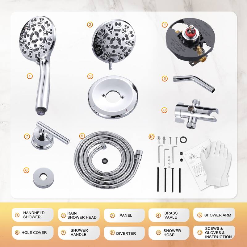 WOWOW Single-Handle 7-Spray Dual Shower Head Shower Faucet