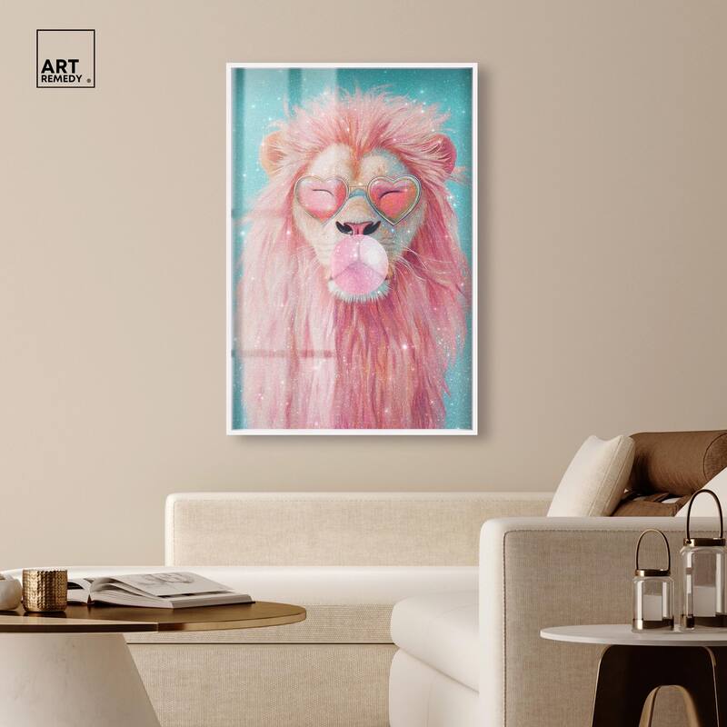 Pastel Lion Bubblegum Shadowbox by Art Remedy