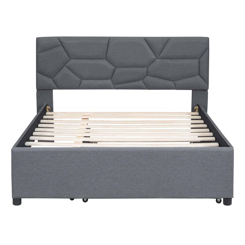 Brick Pattern Platform Bed with Trundle