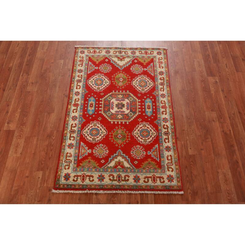 Traditional Red Kazak Foyer Rug Handmade Wool Carpet - 2'7"x 4'2"