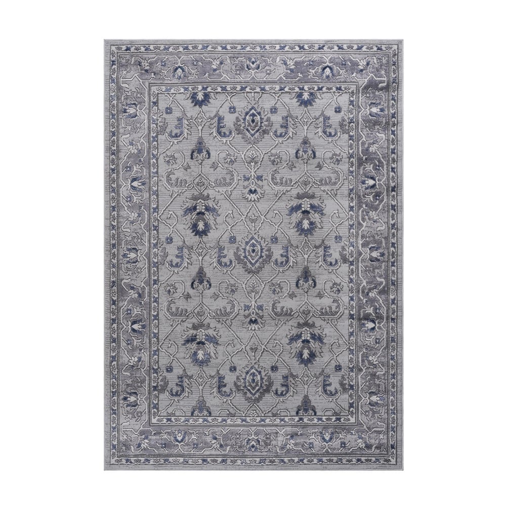 LOOM & LUXE Collection Grey/Blue/Oriental Non-Shedding Area Rug