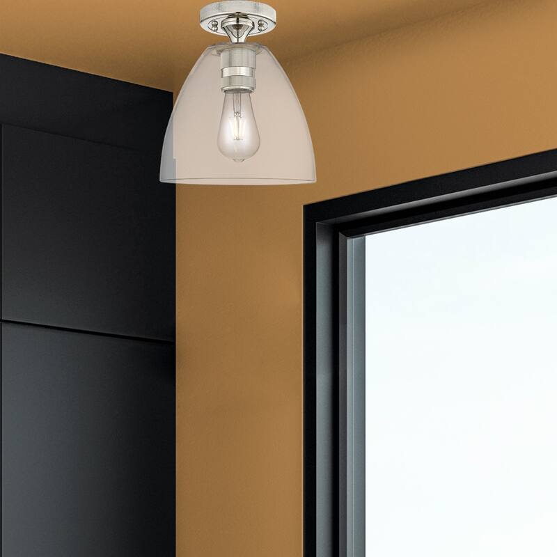 Innovations Lighting Downtown Urban - Crown Point - 1 Light 9" Bristol Flush Mount Light - Clear Shade/Polished Nickel