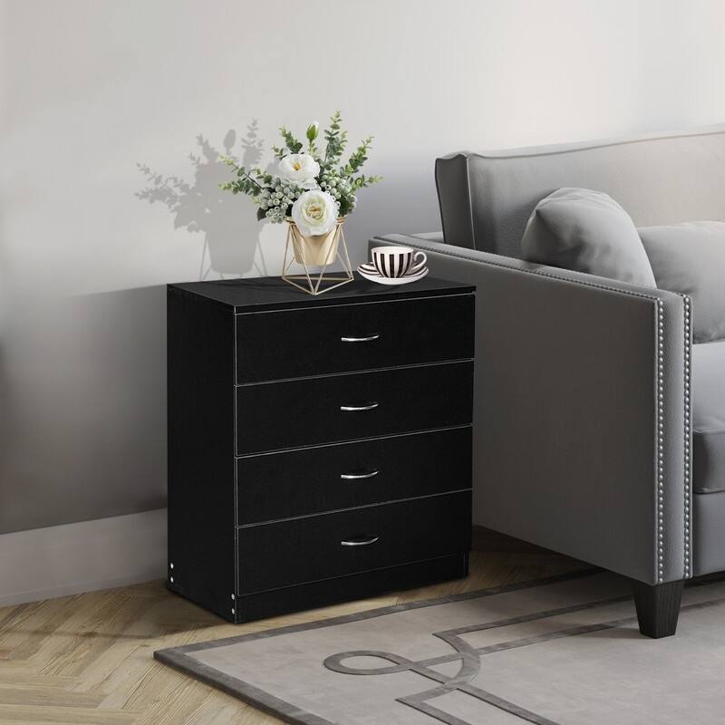 Modern Wood 4-Drawer Storage Nightstand