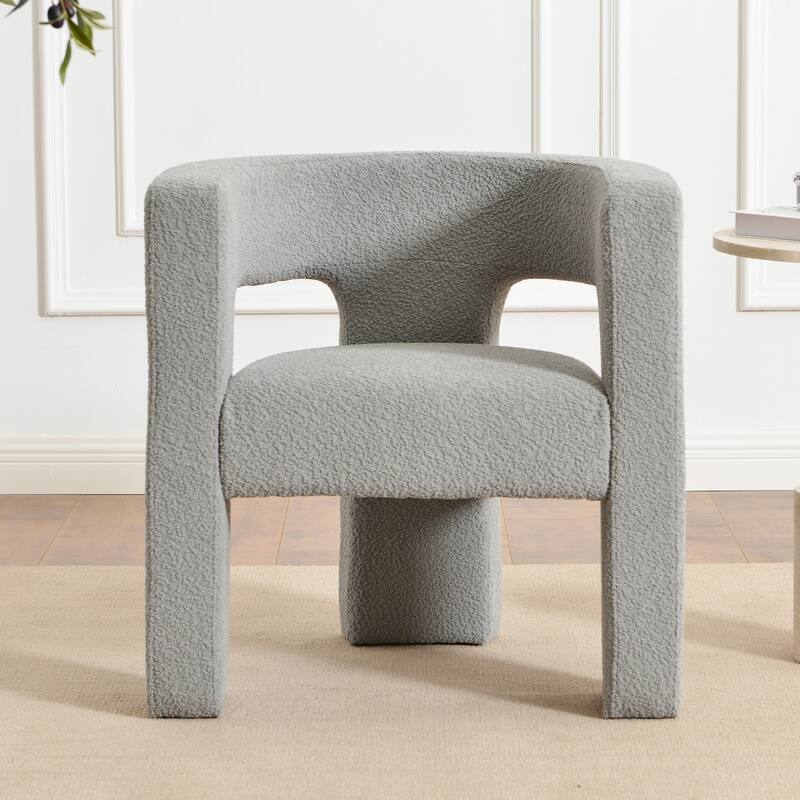 KINWELL 28" Wide Boucle Upholstered Square Armchair - Light Gray