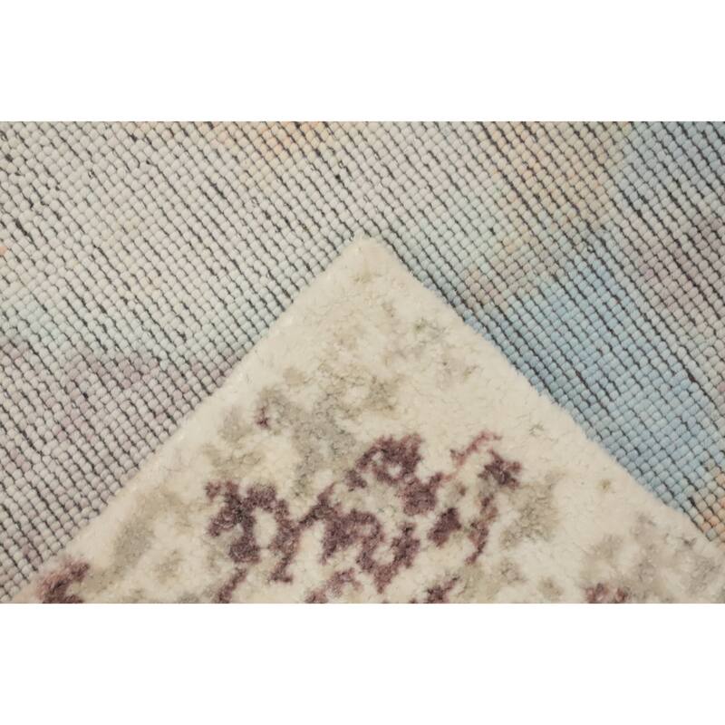 Hand Knotted Oriental Viscose Silk Carpet Modern Pictorial Pink Abstract Area Rug - 7' 3'' X 5' 5''
