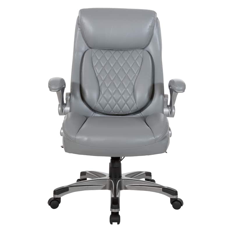 Executive Chair in Bonded Leather with Flip Arms