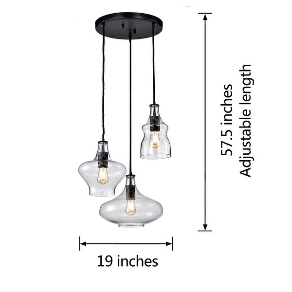 Tasia Antique Black Mouth-blown Clear Glass Cluster Pendant Chandelier