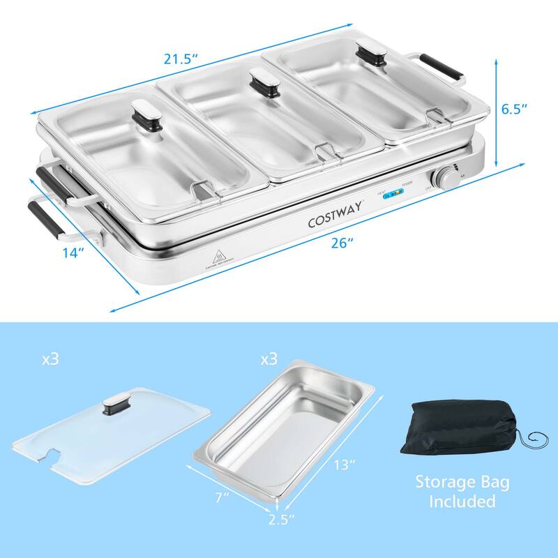 Costway Food Warmer Buffet Server 450W Stainless Steel Electric - See Details