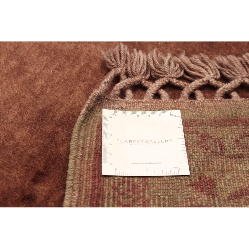 ECARPETGALLERY Hand-knotted Color Transition Brown, Red Wool Rug - 2'5 x 9'2