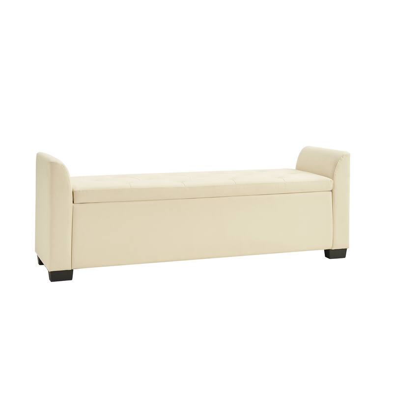 Laura Traditional 57.75"Wide Tufted Storage Bench by HULALA HOME - Ivory