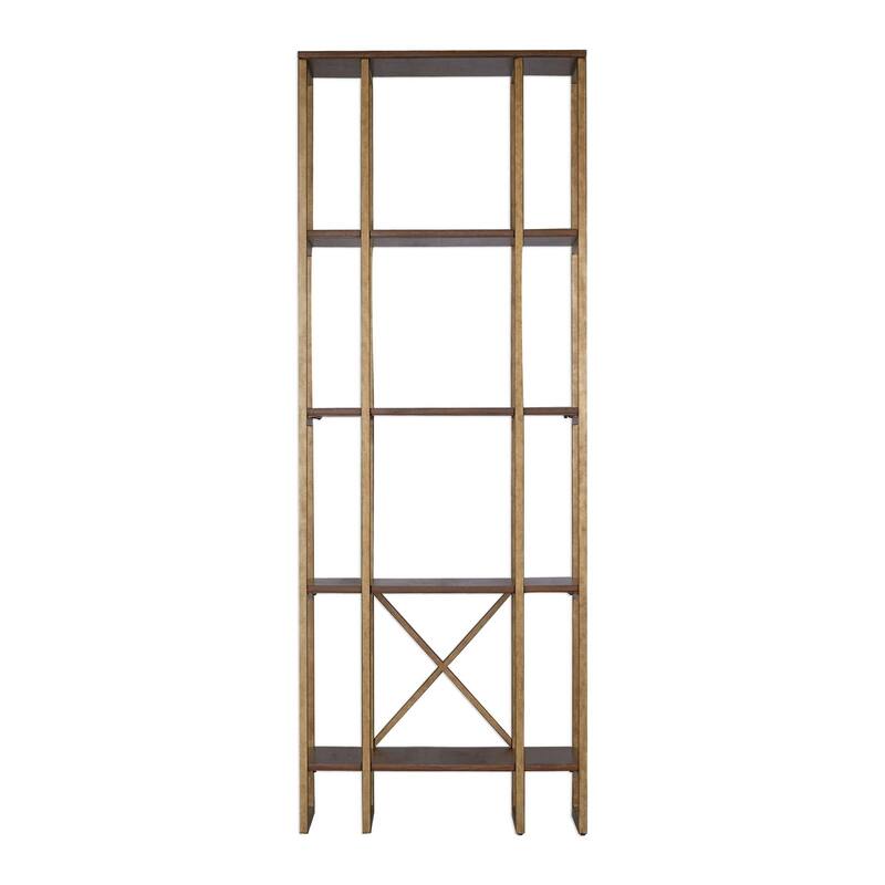 Uttermost Karishma 32" Wide 4 Shelf Wood and Metal Shelving Unit