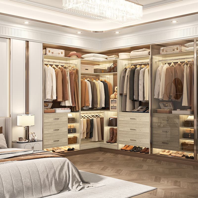 Cimly Set of 3 Freestanding Corner Closet System, Space-saving Closet Organizer for Walk-in/ Reach-in Closet