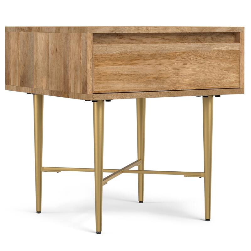 Simpli Home Fallon MANGO WOOD 20" Wide Square End Table with Drawer in Natural