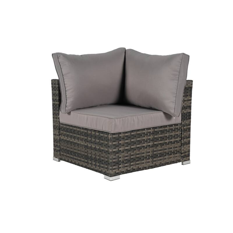 8-Pieces Outdoor Patio Sectional Sofa Set with Washable Cushions & Glass Coffee Table