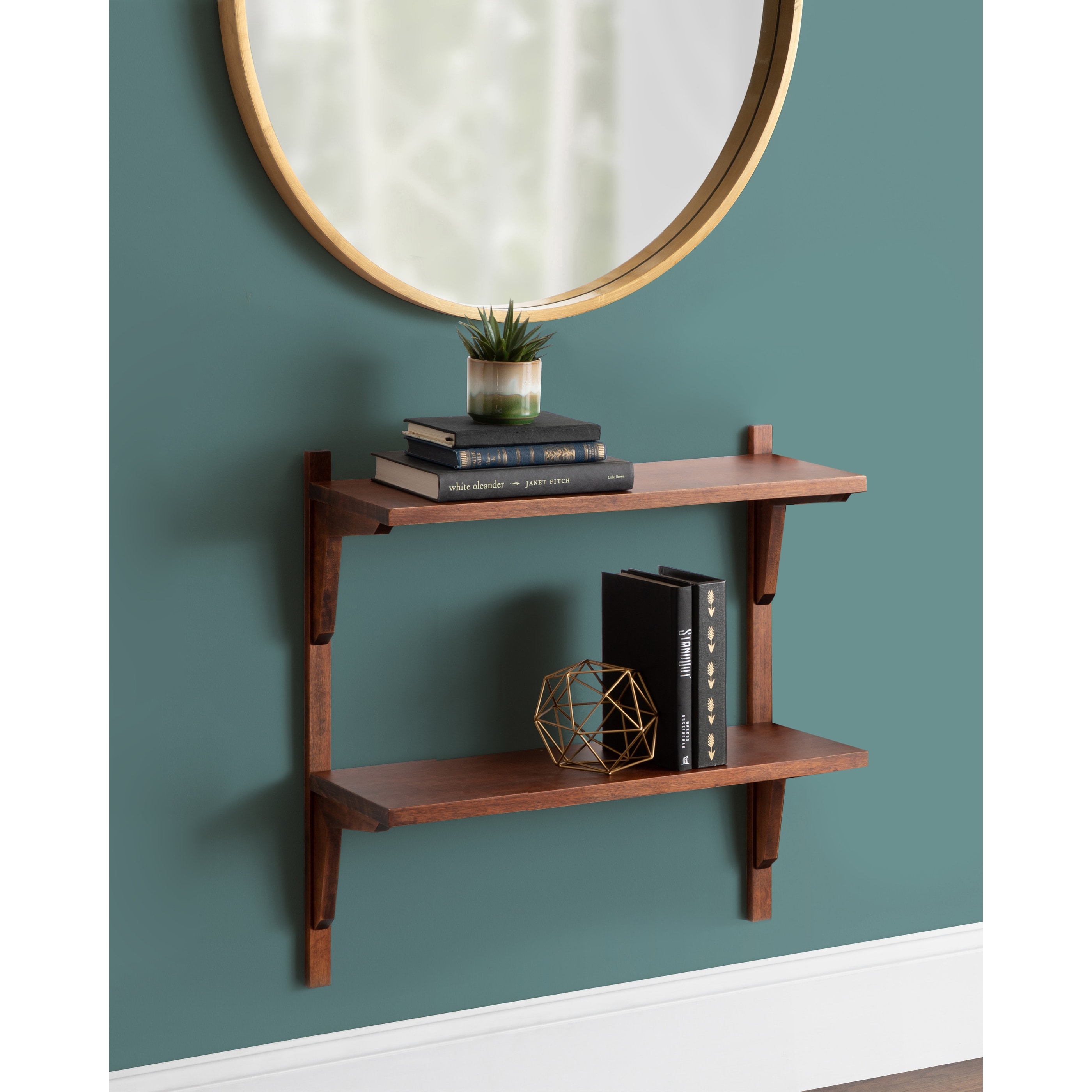 Kate and Laurel Meridien Mid-Century Wall Shelves